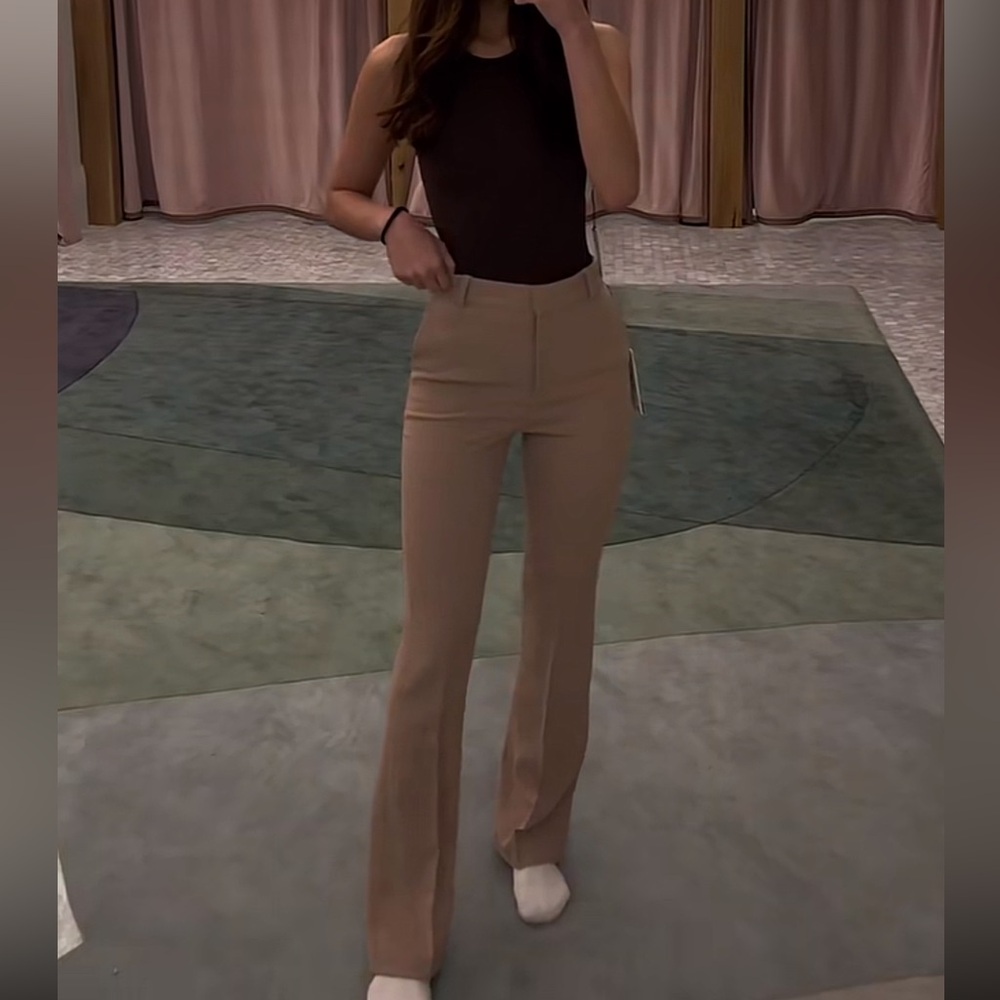 Aritzia Beige Women's Flared Trousers